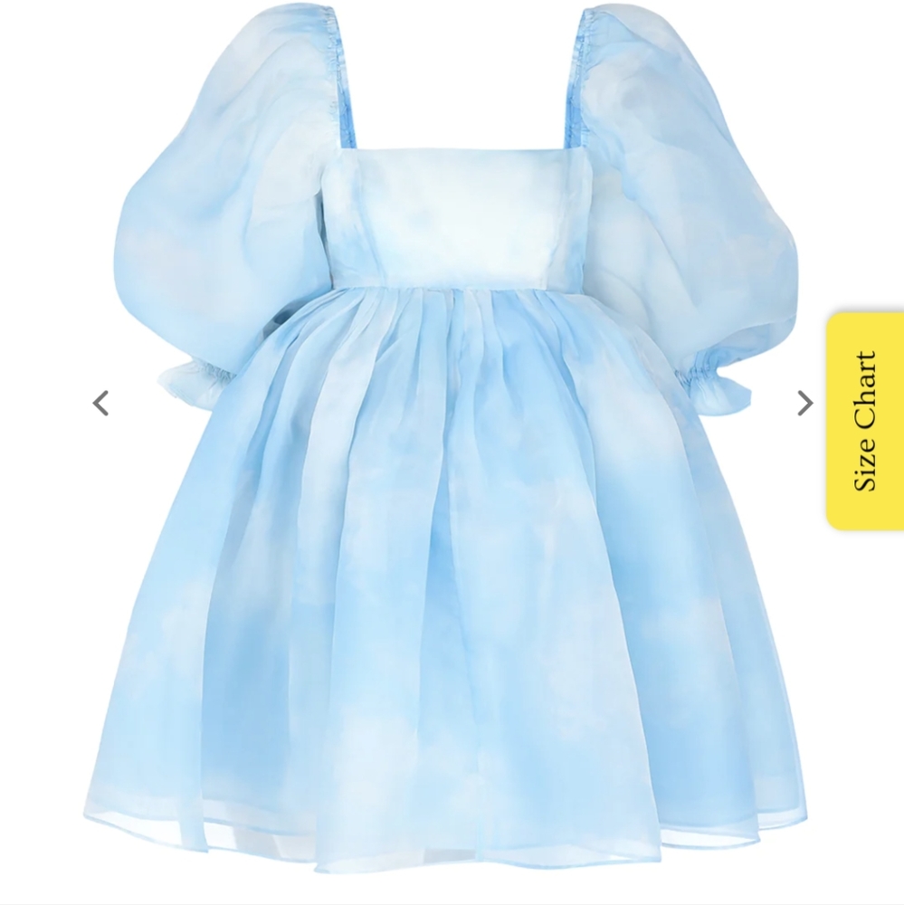 Selkie Puff Dress - Baby Blue Clouds 1X